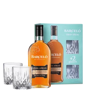 Ron Barceló Gran Añejo Rum 37,5% vol + 2 Tumbler-Gläser